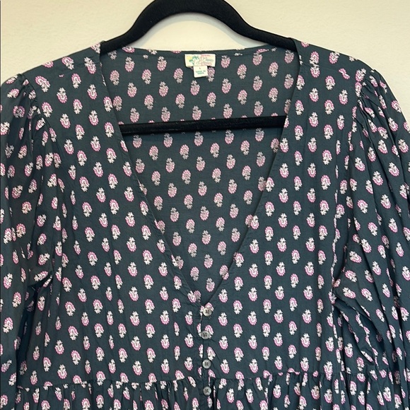 J. Crew Navy and Pink Patterned Dress/Coverup Large - Picture 3 of 4